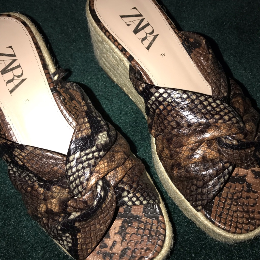 Zara Python Leather Espadrilles 39